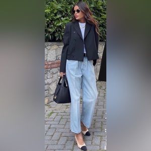 Zara cropped wool blend blazer